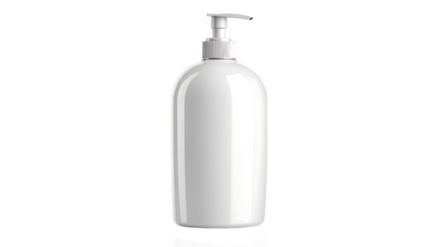 a generic white plastic shampoo bottle with a mo transparent background
