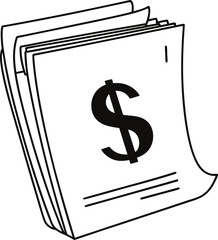 Business Document Icon Silhouette with Dollar Symbol