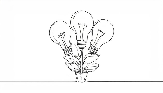Concept of creativity innovation and ideas growing like plant in pot isolated