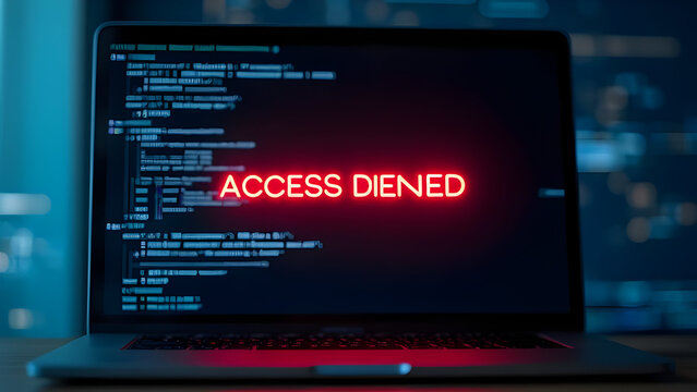 Laptop screen displaying access denied error message