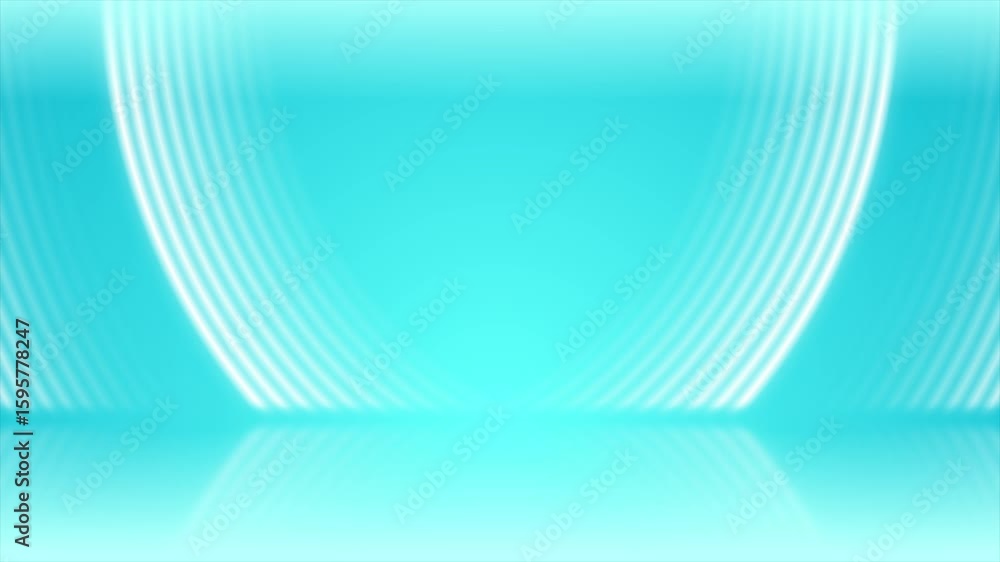 Poster bright blue smooth curved waves abstract tech elegant background with reflection. seamless looping f