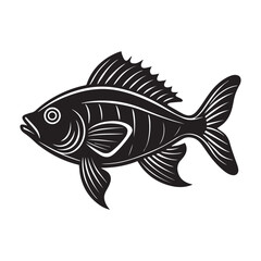 Fish silhouette vector illustration logo sticker