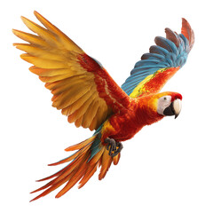 Obraz premium Vivid parrot in flight, vibrant colors