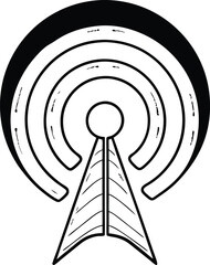 Wi-Fi Signal Silhouette Icon, Wireless Internet Symbol