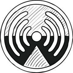 Wi-Fi Signal Silhouette Icon, Wireless Internet Symbol