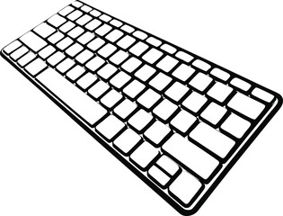 Wireless Keyboard Silhouette Icon, Tech Input Device