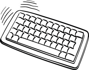 Wireless Keyboard Silhouette Icon, Tech Input Device