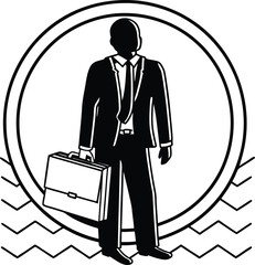 Business Executive Icon Silhouette with Tie