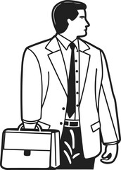 Business Executive Icon Silhouette with Tie