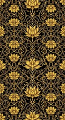 Elegant golden lotus pattern on a dark background showcasing intricate details and luxurious feel