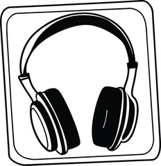 Headphones Silhouette Icon, Audio and Call Support Symbol