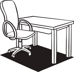 Office Chair and Desk Silhouette Icon for Workspace