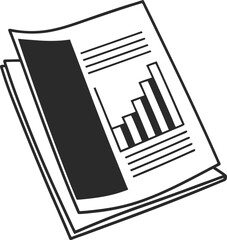 Business Report Silhouette Icon with Graph Chart