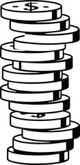 Stacked Coins Silhouette Icon for Finance Concept