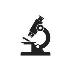 Black silhouette of a microscope isolated on white background