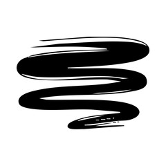 Black ink brush stroke vector illustration for graphic design element and background, line art and grunge effect silhouette