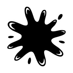 Black ink splatter vector illustration, paint splash graphic design element, abstract stain spot clip art image silhouette