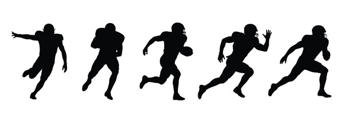 Dynamic American Football Players Silhouettes in Various Poses