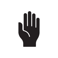Obraz premium Black hand icon gesturing stop on white background, symbol of restriction or halt