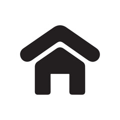 Black minimalistic house icon with rounded corners isolated on a clean white background