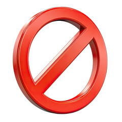 Red prohibition symbol. 3D rendering of a prohibition sign