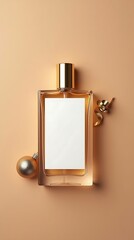 Glossy Christmas Perfume Mockup on Light Mocha with Gold Accent