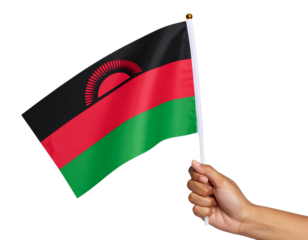 Malawi Flag in Grunge Brushstroke Style, Artistic Painted Look, Isolated PNG.