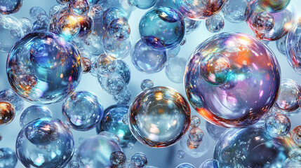 An abstract background of colorful, iridescent, and magical-looking bubbles. perfect for concepts of fun, fantasy, or science