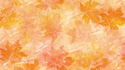 An abstract floral pattern of colorful autumn leaves creates a vibrant, seasonal nature background