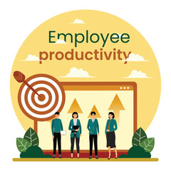 Employee productivity and performance tracking concept with Productivity and Goal Accomplishment.