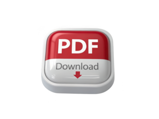 3d rendered glossy red and white pdf download button isolated on transparent background