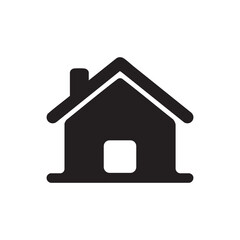 Simple black house icon on white background representing home or real estate concept