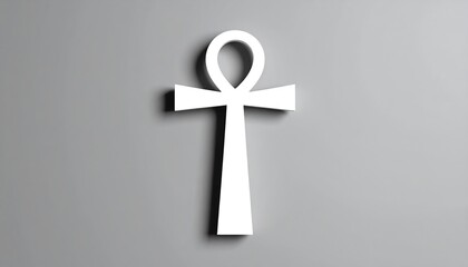 White Ankh Symbol on Gray Background Ancient Egyptian Life  Spirituality.