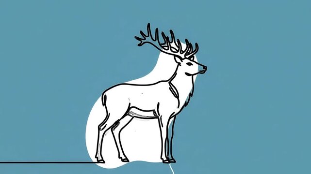 Stylized Deer Illustration Standing on Line in Minimalist Design