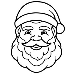 Santa Claus Portrait Outline Illustration