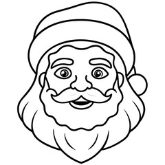Santa Claus Portrait Outline Illustration