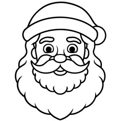 Santa Claus Portrait Outline Illustration