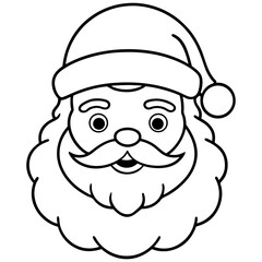 Santa Claus Portrait Outline Illustration