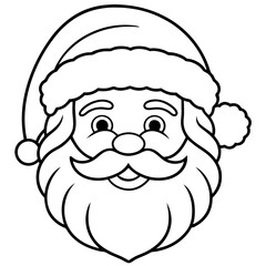 Santa Claus Portrait Outline Illustration