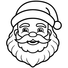 Santa Claus Portrait Outline Illustration
