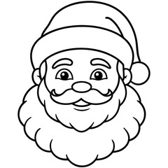 Santa Claus Portrait Outline Illustration