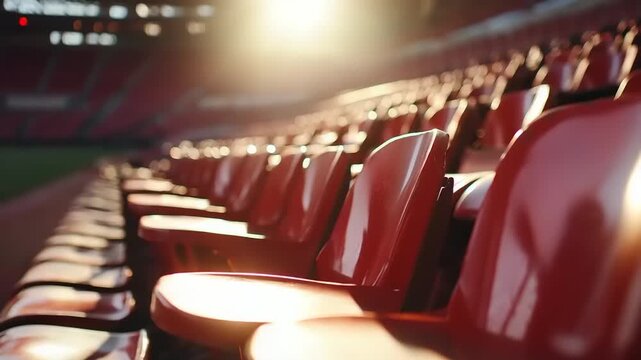 Empty stadium seats in the sunlight