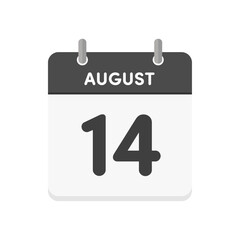 8月14日･August 14の日めくりカレンダーのアイコン - 8/14の日付入りの暦の素材
