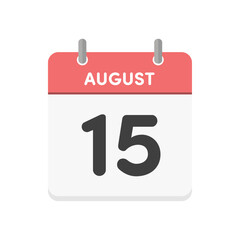 8月15日･August 15の日めくりカレンダーのアイコン - 8/15の日付入りの暦の素材