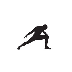 Person Stretching Silhouette on White Background – Vector Illustration for Symbolic Flexibility, Wellness Motion, and Mindful Renewal Concepts