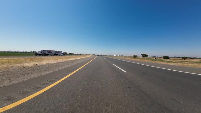 Stockton 5 South and 205 Freeway Junction 04 Front View Driving Plates California USA Ultra Wide