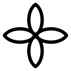 Black and white flower with four petals. The flower is simple and elegant. It is a symbol of unity
