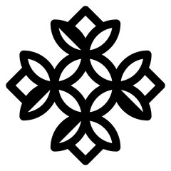 Black and white flower design with a cross in the center. The design is simple and elegant