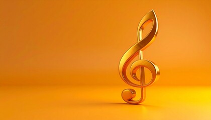 Obraz premium Golden Treble Clef, Music Note, 3D Render - Minimalism