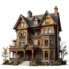 Fototapeta premium Ornate Victorian Mansion Exterior Wood House image